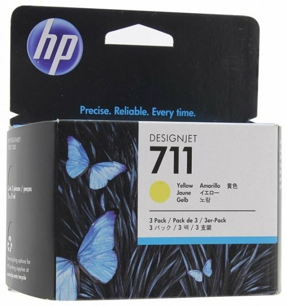 Картридж 711 для HP DJ T120/T520, желтый, 3*29мл (O) CZ136A (3штХупак)